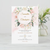 Invitation Guirlande florale rose boho eucalyptus or (Debout devant)