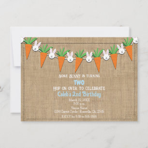 Invitation Guirlande Lapin de Pâques & Carottes Fête d'annive