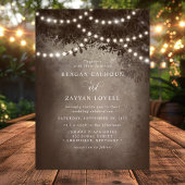 Invitation Guirlande lumineuse arbre rêveuse rustique marron 