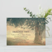 Invitation guirlande lumineuse arbre rustique fête de fiançai (Debout devant)