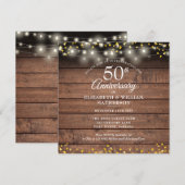 Invitation Guirlande lumineuse aux cœurs dorés pour 50e anniv (Devant / Derrière)