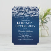 Invitation Guirlande lumineuse blanche sur retraite bleue (Debout devant)