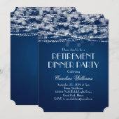 Invitation Guirlande lumineuse blanche sur retraite bleue (Devant / Derrière)