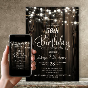 Invitation Guirlande Lumineuse Bois Fête d'Anniversaire