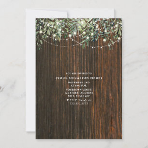 Invitation Guirlande Lumineuse Botanique Rustique Bois Fête G