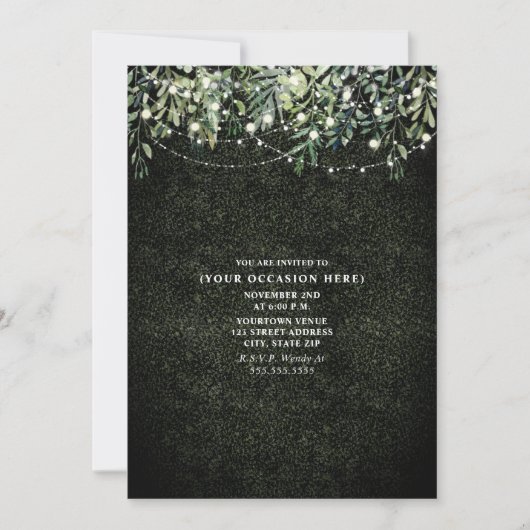 Invitation Guirlande lumineuse Boxwood botanique Fête génériq (Devant)