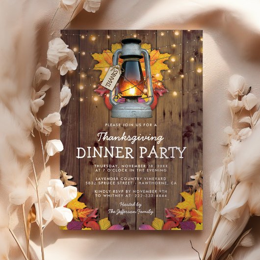 Invitation Guirlande lumineuse de feuilles d'automne rustique