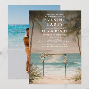 Invitation Guirlande Lumineuse de Plage Photo Mariage Soirée