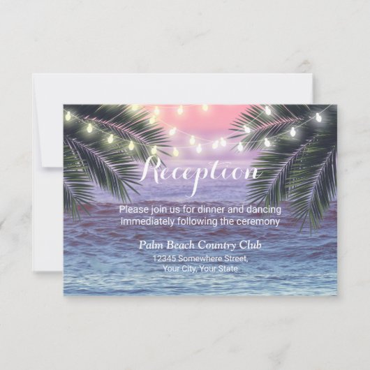 Invitation Guirlande lumineuse de réception de mariage sur la (Devant)