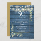 Invitation Guirlande lumineuse de verdure pour le 50e anniver (Devant / Derrière)