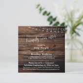 Invitation Guirlande lumineuse en bois rustique À tout jamais (Debout devant)