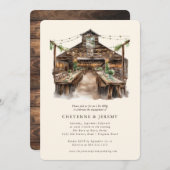 Invitation Guirlande lumineuse en bois rustique Je fais du BB (Devant / Derrière)