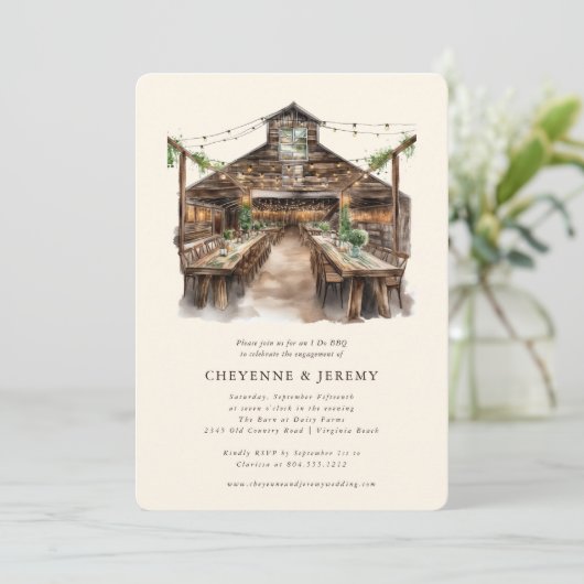 Invitation Guirlande lumineuse en bois rustique Je fais du BB (Debout devant)