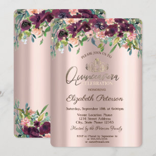 Invitation Guirlande Lumineuse Fleurs Bourgeon Roses Quinceañ