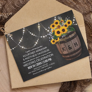 Invitation Guirlande Lumineuse Fleurs de Tournesol Mariage Ru