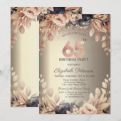 Invitation Guirlande Lumineuse Florale Élégante 65e Anniversa (Devant / Derrière)