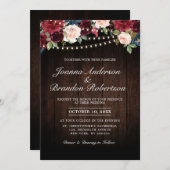 Invitation Guirlande lumineuse florale en bois rustique borde (Devant / Derrière)