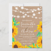Invitation Guirlande lumineuse kraft marron rustique pour mar (Devant)
