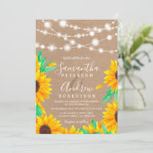 Invitation Guirlande lumineuse kraft marron rustique pour mar (Debout devant)