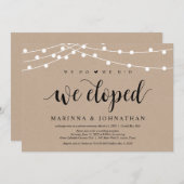 Invitation Guirlande lumineuse Kraft, police noire, Mariage e (Devant / Derrière)