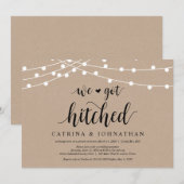 Invitation Guirlande lumineuse Kraft, police noire, Mariage F (Devant / Derrière)