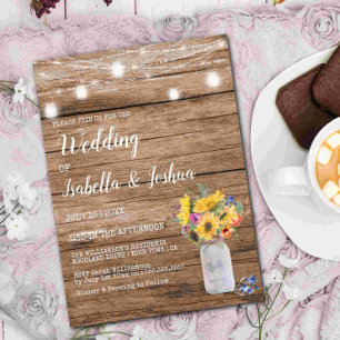 Invitation Guirlande lumineuse Mariage dans un pot Mason