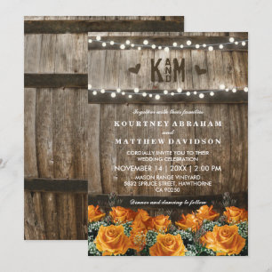 Invitation Guirlande Lumineuse Mariage Rustique dans un Ton
