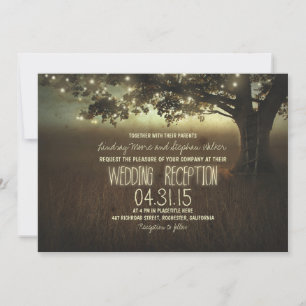 Invitation guirlande lumineuse réception de mariage rustique