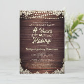 Invitation Guirlande lumineuse rustique d'anniversaire avec d (Debout devant)