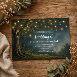 Invitation Guirlande lumineuse rustique d'arbre pour mariage