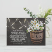 Invitation Guirlande Lumineuse Rustique de Vigne Fleurs Blanc (Debout devant)