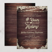 Invitation Guirlande lumineuse rustique en bois pour annivers (Devant / Derrière)