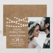 Invitation Guirlande Lumineuse Rustique en Toile de Jute pour (Devant / Derrière)