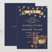 Invitation Guirlande lumineuse rustique pour mariage au vigno (Devant / Derrière)