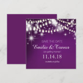 Invitation Guirlande lumineuse Save the Date | violet (Devant / Derrière)