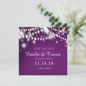 Invitation Guirlande lumineuse Save the Date | violet (Debout devant)