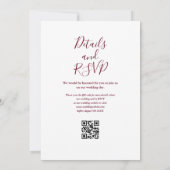 Invitation Guirlande Lumineuse Script Code QR Mariage Bordeau (Dos)