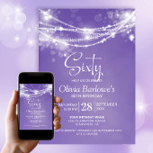 Invitation Guirlande Lumineuse Violette Fête d'anniversaire 6