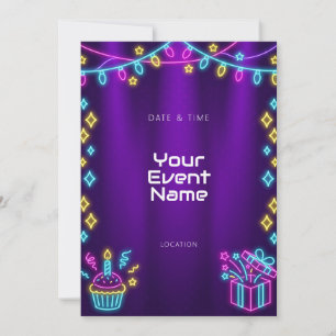 Invitation Guirlande néon violet velours