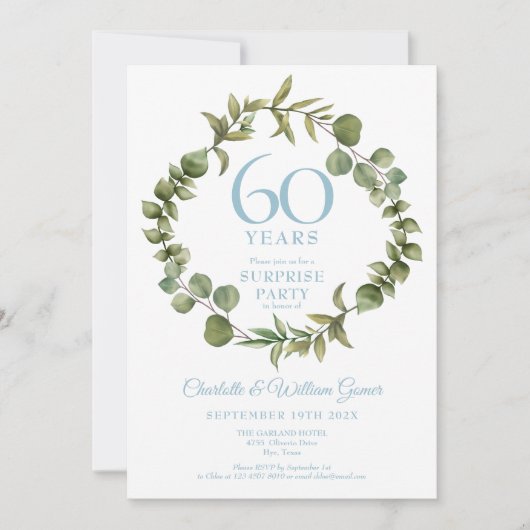 Invitation Guirlande pour fête surprise 60 ans de mariage (Devant)