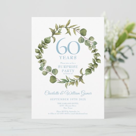 Invitation Guirlande pour fête surprise 60 ans de mariage (Debout devant)