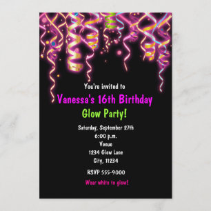 Invitation Guirlandes d'anniversaire lumineuses dans le noir 