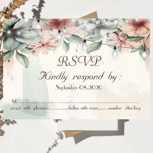 Invitation Guirlandes de lumières,Coup de pinceau,Floral RSVP