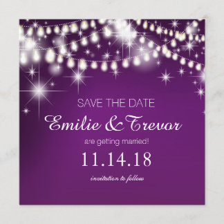 Invitation Guirlandes de lumières Enregistrez la date | viole
