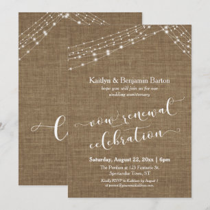 Invitation Guirlandes de toile de jute Célébration de renouve
