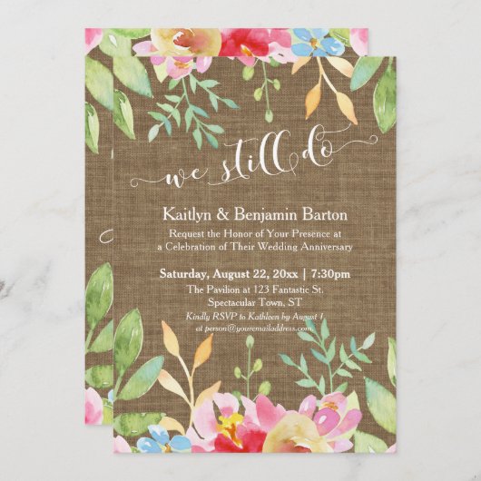 Invitation Guirlandes lumineuses à ruban de jute Nous faisons (Devant / Derrière)