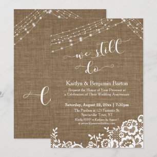 Invitation Guirlandes Lumineuses avec Dentelle de Jute Nous F