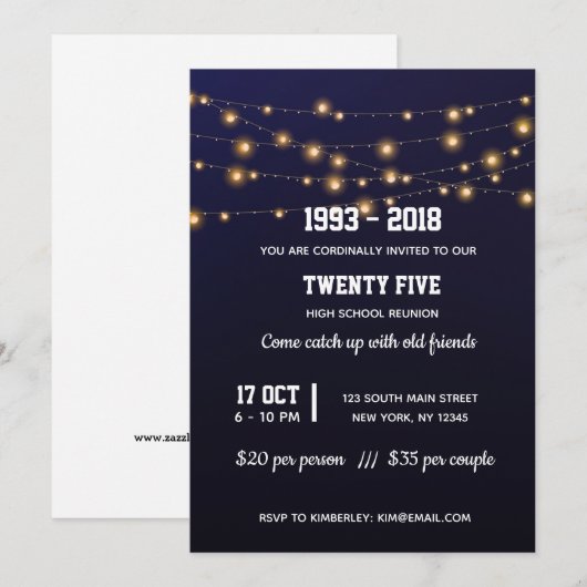 Invitation Guirlandes lumineuses modernes (Devant / Derrière)