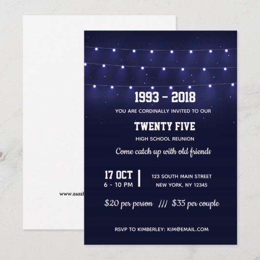 Invitation Guirlandes lumineuses modernes (Devant / Derrière)