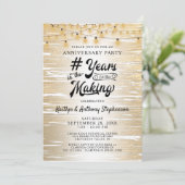 Invitation Guirlandes lumineuses noir or pour tout anniversai (Debout devant)